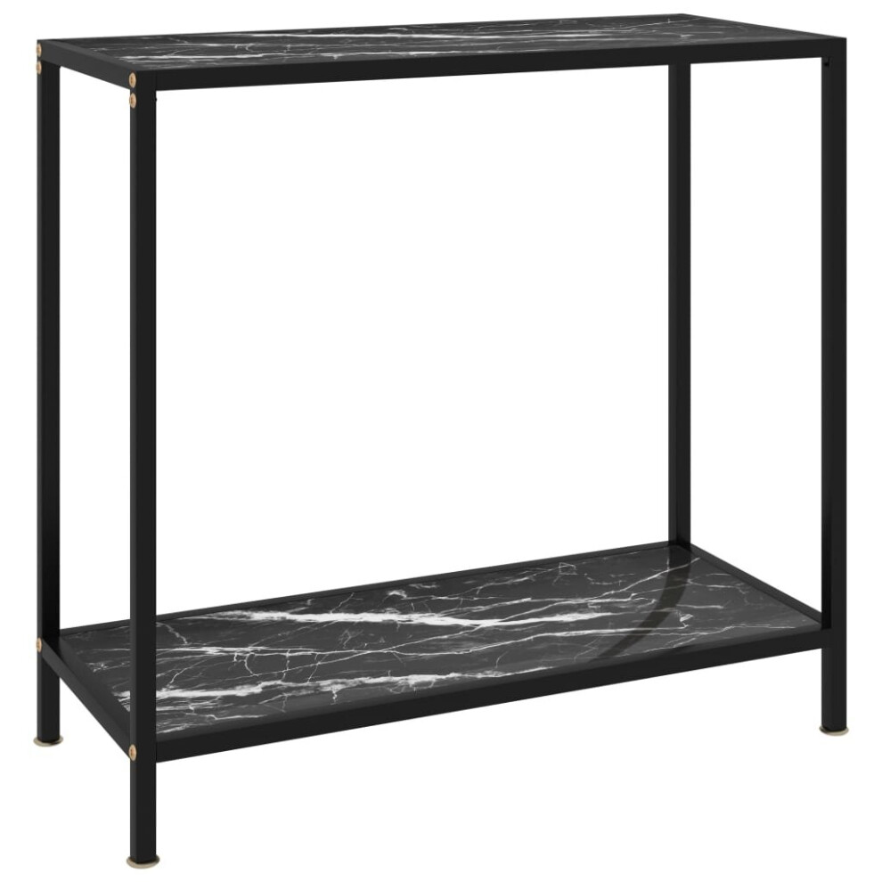 vidaXL Console Table Black 80 cm Tempered Glass Home Accent Side End Hall Desk