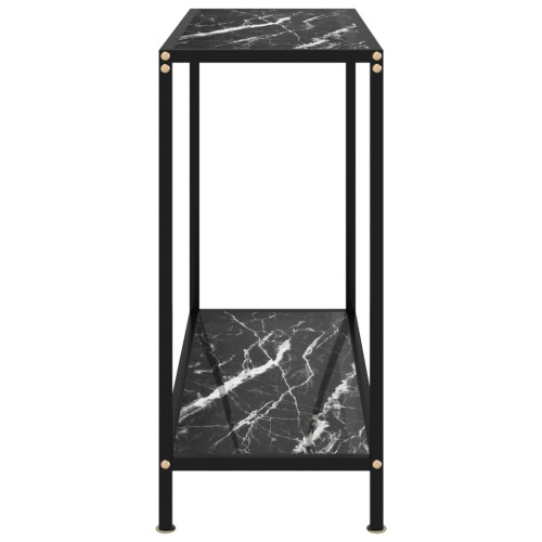 VidaXL vidaXL Console Table Black 80 cm Tempered Glass Home Accent Side End Hall Desk 2