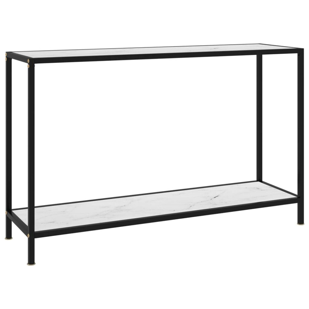 Vidaxl Console Table 120 Cm Tempered Glass Accent Side End Hall Desk White