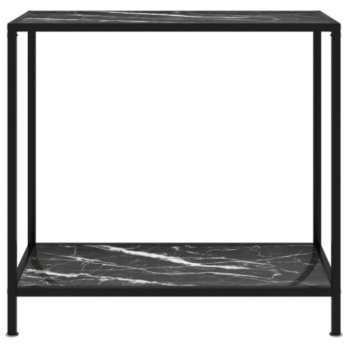VidaXL vidaXL Console Table Black 80 cm Tempered Glass Home Accent Side End Hall Desk 1