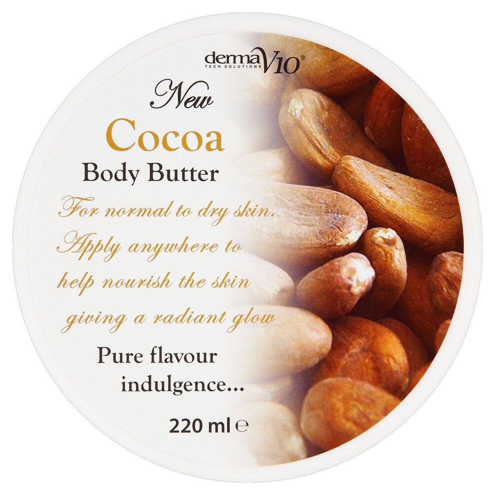 Derma V10 Body Butter Cocoa 220Ml - Help Nourish Skin Indulgence