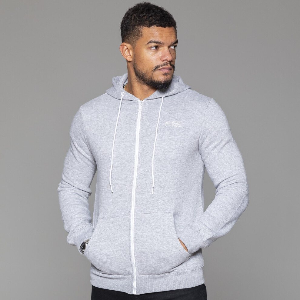 (Grey, S) Mens Fleece Hoodie Zip Up Hooded Sweatshirt Hoody