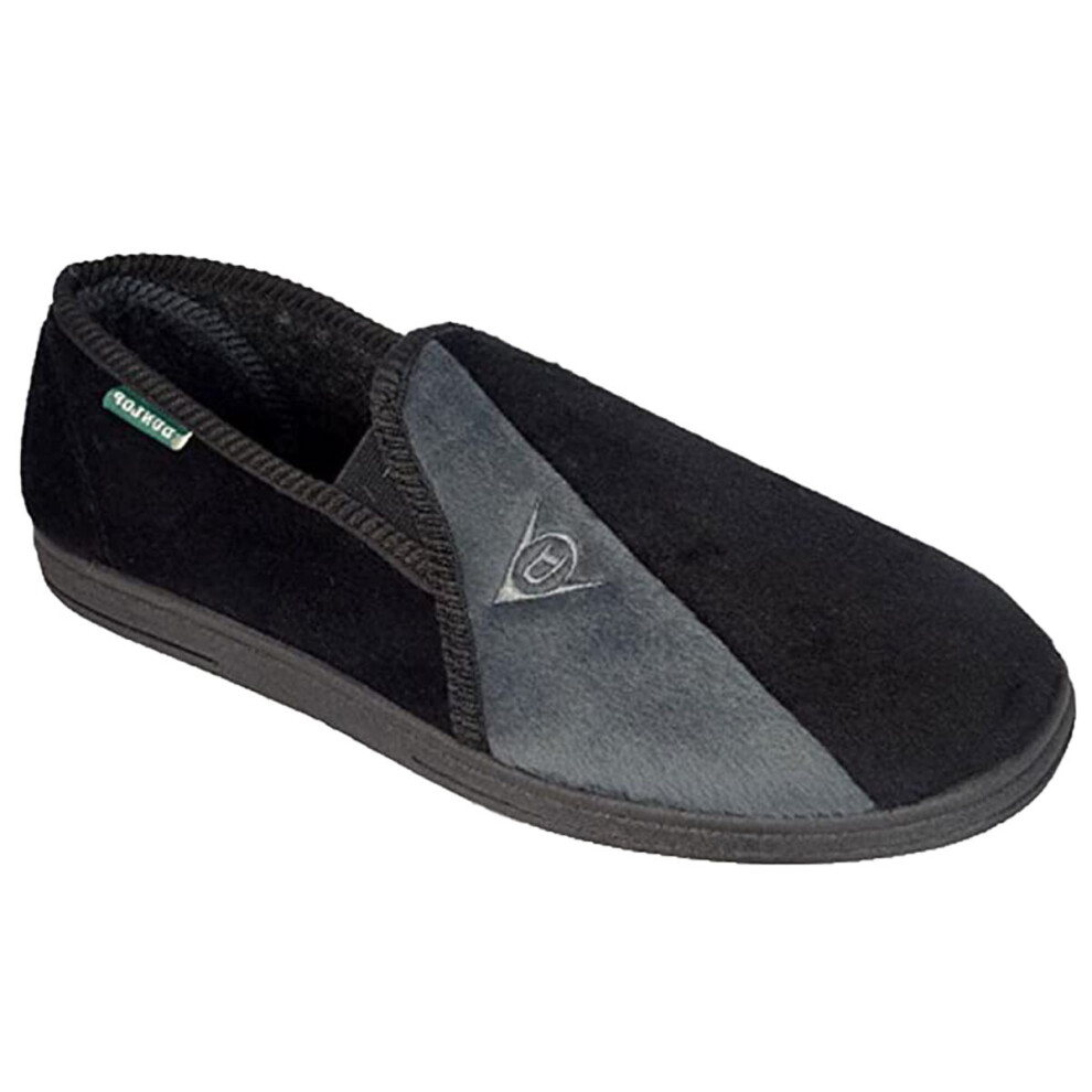 (Black/Grey, UK 8 / EU 42 / US 9) Mens Famous Dunlop WINSTON II Slippers with Super Comfort Cushioned Insock