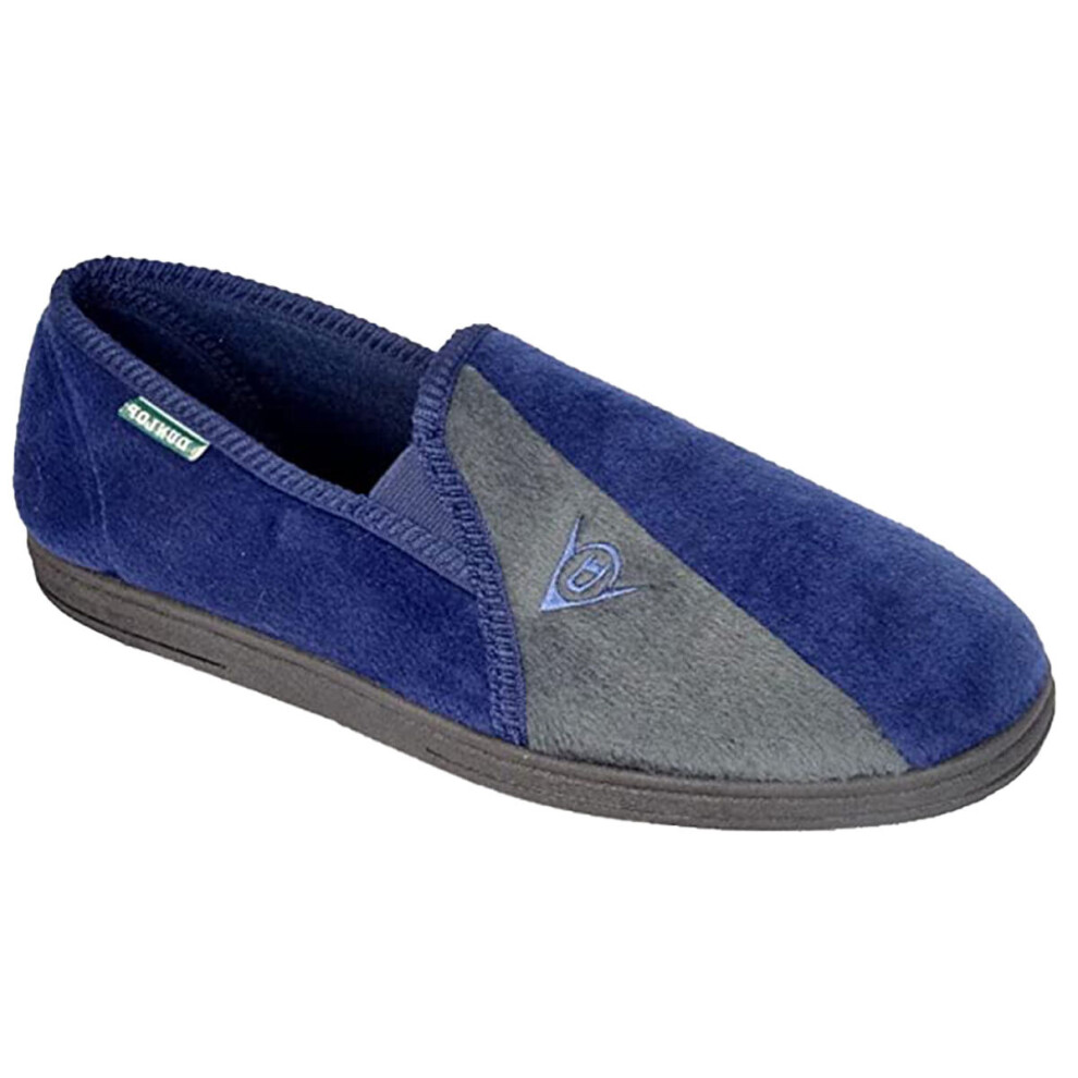 (Navy Blue/Grey, UK 13 / EU 48 / US 14) Mens Famous Dunlop WINSTON II Slippers with Super Comfort Cushioned Insock