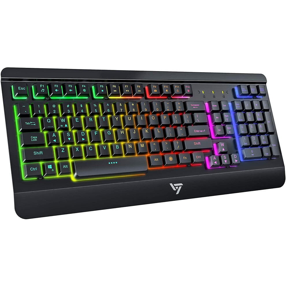 VictSing USB Keyboard, Computer Keyboard Wired, Backlight Metal-Panel