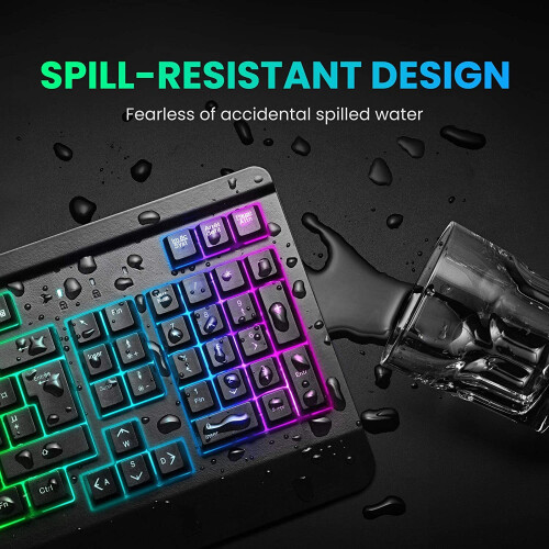 VictSing USB Keyboard, Computer Keyboard Wired, Backlight Metal-Panel 2