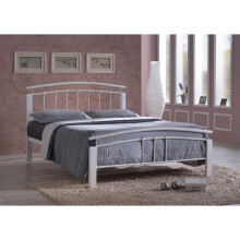 (Single) Tetras White Metal Bed Frame With White WoodPosts