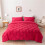 (Wine Red, Double-200x200cm) Pinch Pleated Pintuck Bedding Sets Solid Color 3