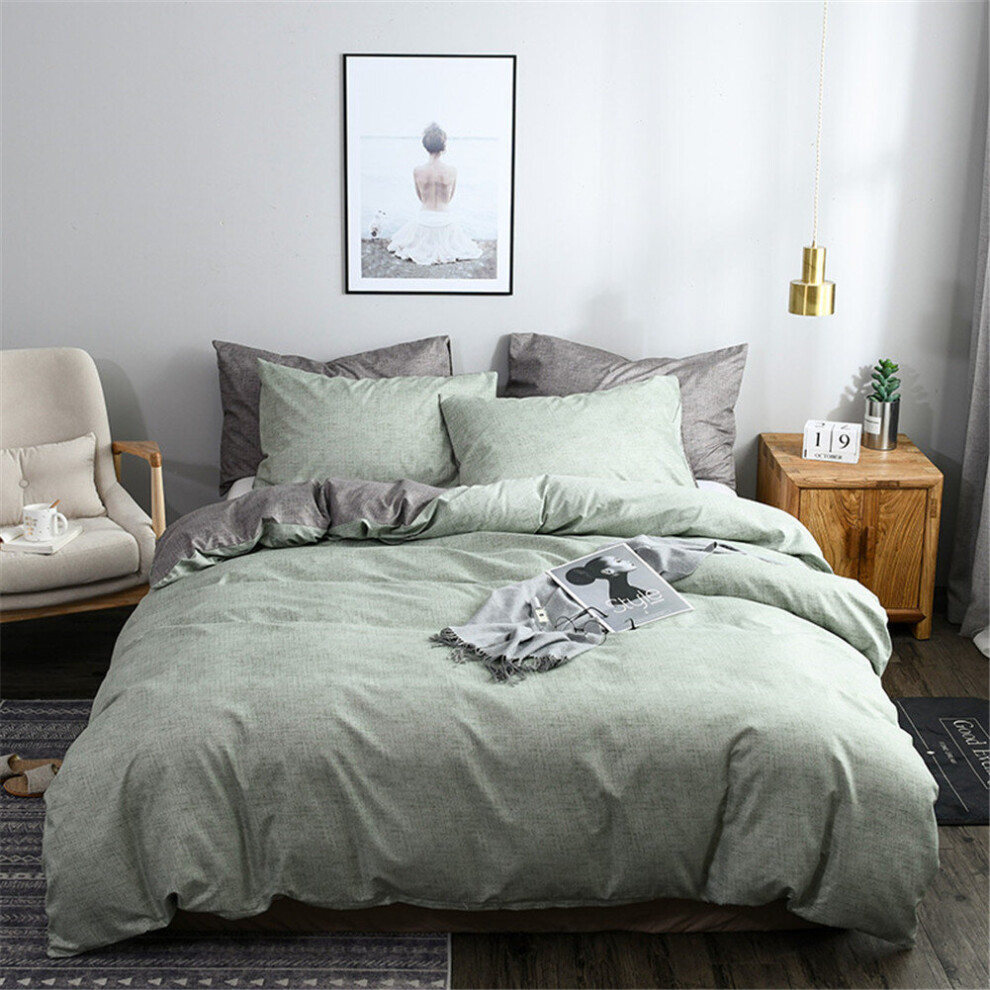(Light Green, Single-135x200cm) Article Texture Bedding Set ,Microfiber 3 Piece Duvet Cover Sets, Solid Color Comforter Cover - Soft and Breathable with Zipper Closure & Corner Ties