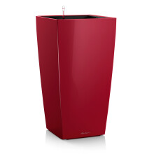 (Scarlet Red High Gloss, H41 L22 W22 cm) LECHUZA CUBICO Square Tall Poly Resin Self-watering Planter