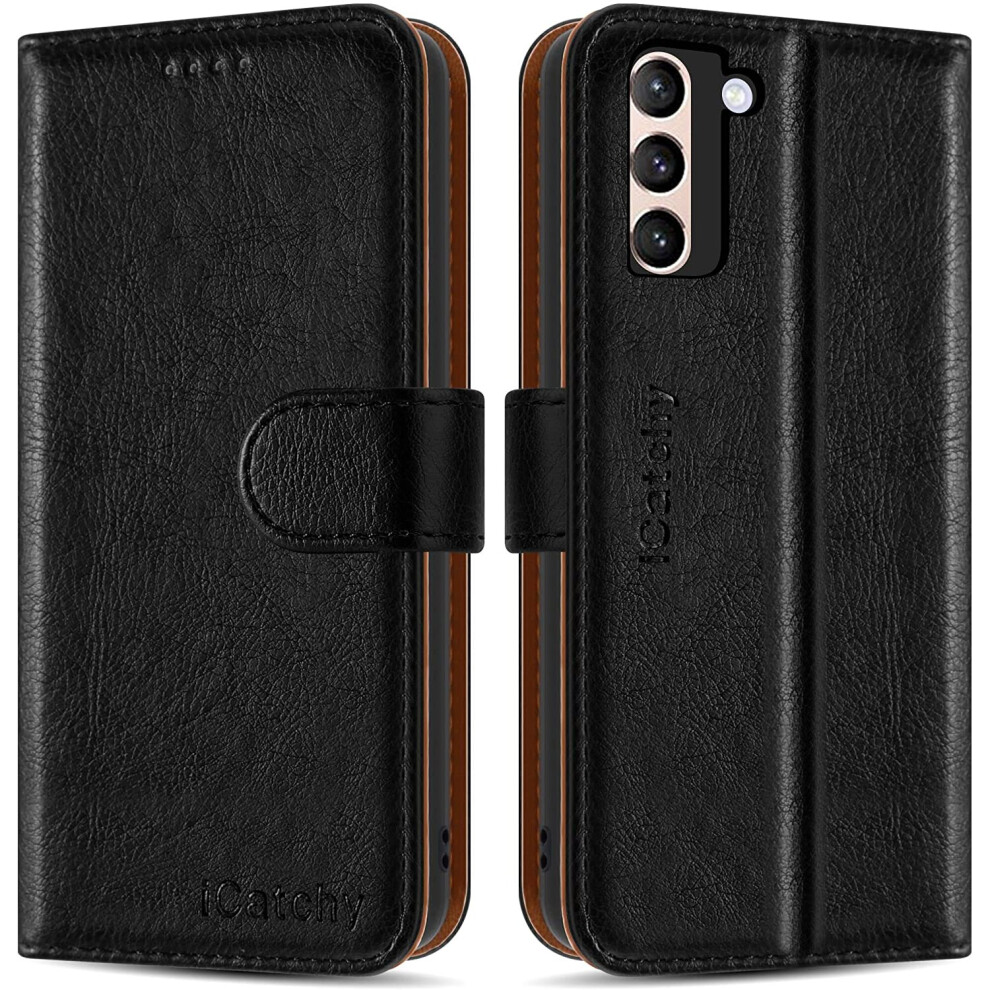 (Black) For Samsung Galaxy S21+ 5G Leather Case Black 5056298007608