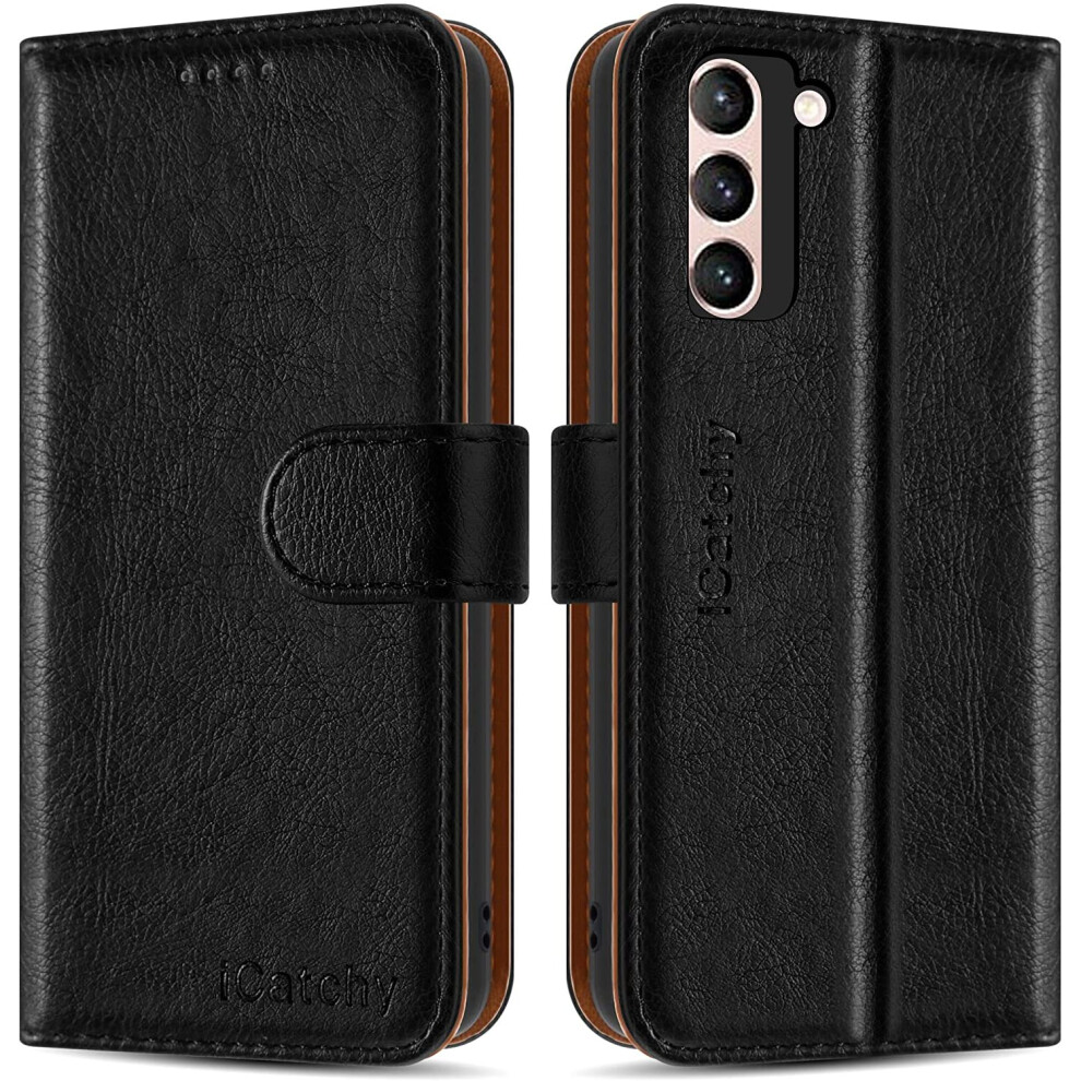 (Black) For Samsung Galaxy S21 Leather Case Black 5056298007530