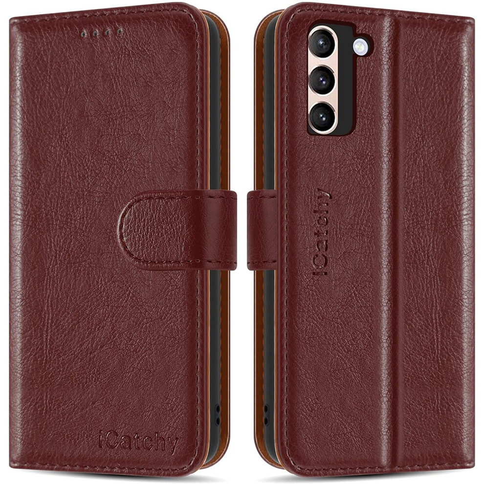 (Brown) For Samsung Galaxy S21+ 5G Leather Case Brown 5056298007660