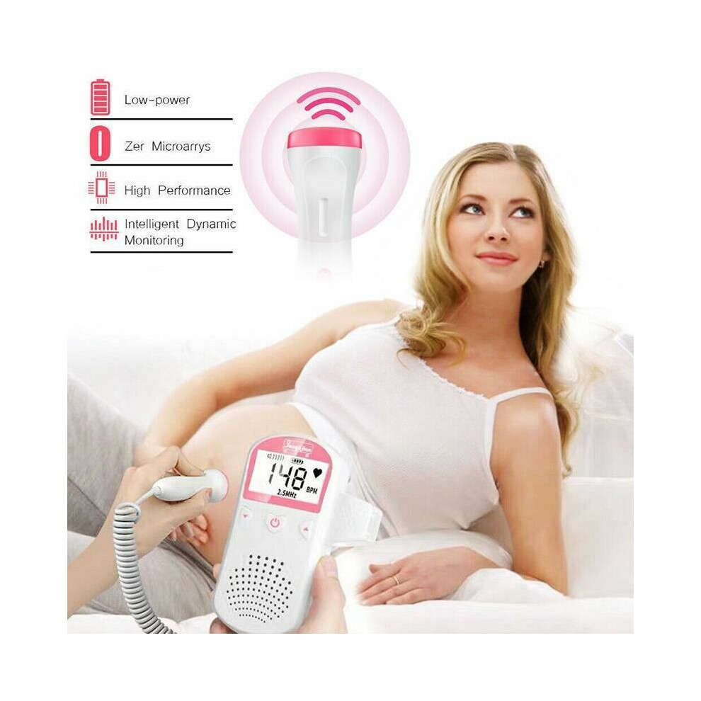 Portable Prenatal Fetal Doppler Heartbeat Heart Rate LCD Monitor 2.5 MHz