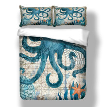 (Octopus, Double) Turtles /Whale/Dolphines/Octopus Pattern Bedding Sets for Boys and Girls,Marine Animals Duvet Cover Set