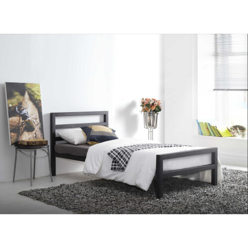 (Single) City Block Metal Bed Frame Black