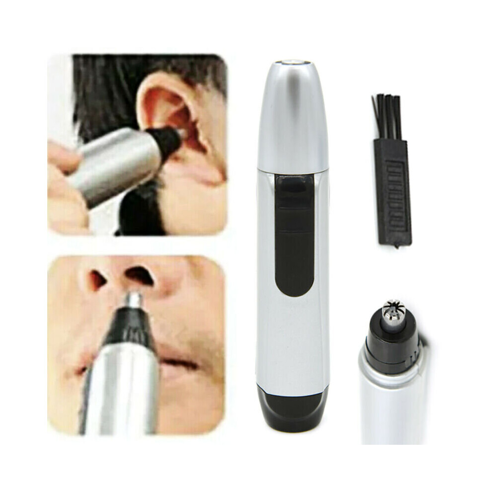 Unisex Battery Operated Nose Ear EyeBrow Hair Trimmer Clipper Cleaning Brush
