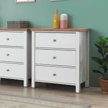 Astbury 3 Drawer Bedroom Cabinet Chest of Drawers White and Oak