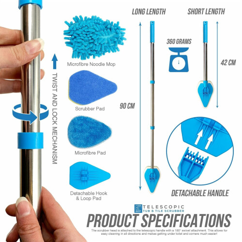 Bathroom Mop Bath Shower Screen Tile Cleaning Kit Floor Cleaner Tool 1