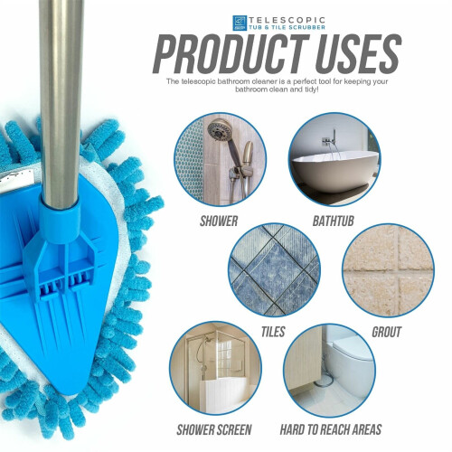Bathroom Mop Bath Shower Screen Tile Cleaning Kit Floor Cleaner Tool 2