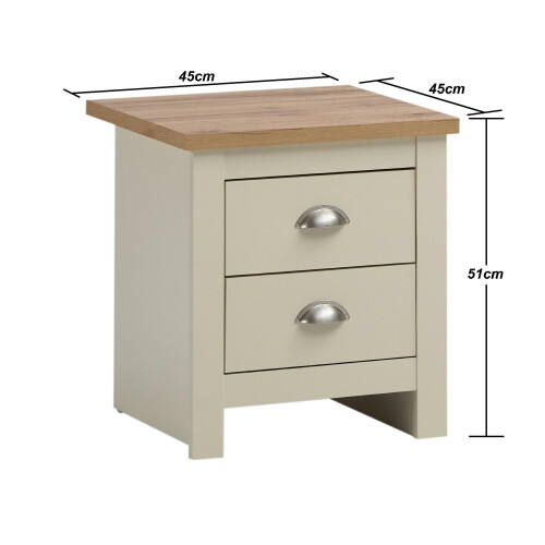 Timber Art Design UK Lisbon Cream 2x Bedside Table Cabinet Bedroom Nightstand 2 Drawer 1