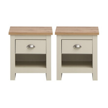 Lisbon Cream 2x Bedside Table Cabinet Bedroom Nightstand 1 Drawer