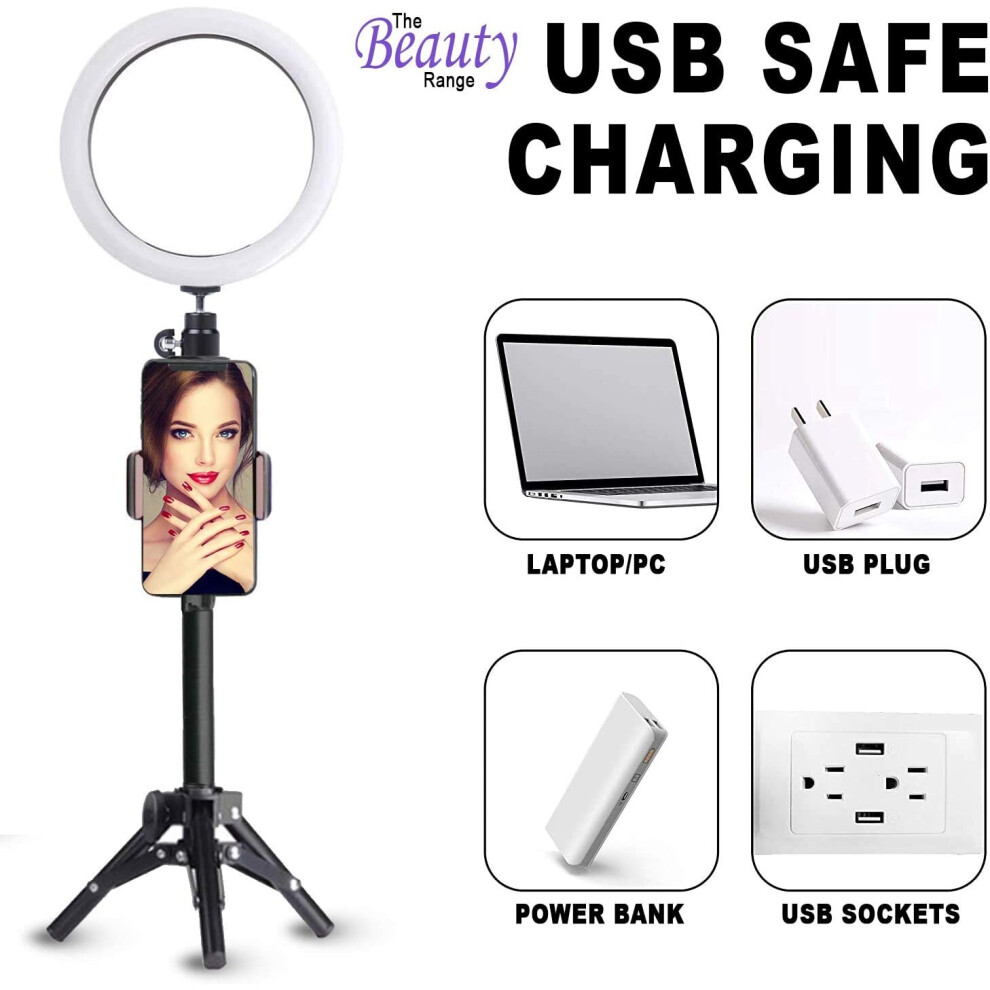 USB Ring Light 9 inch with Tripod Stand Youtube TikTok Selfie