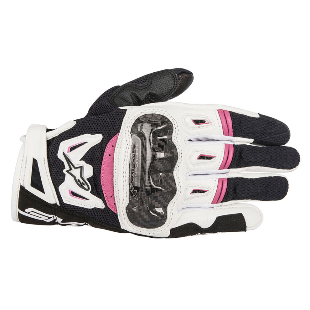 (S) Alpinestars Stella Smx 2 Air Carbon V2 Ladies Leather Gloves Black / White / Fuchsia Pink,White,Black 8021506612186
