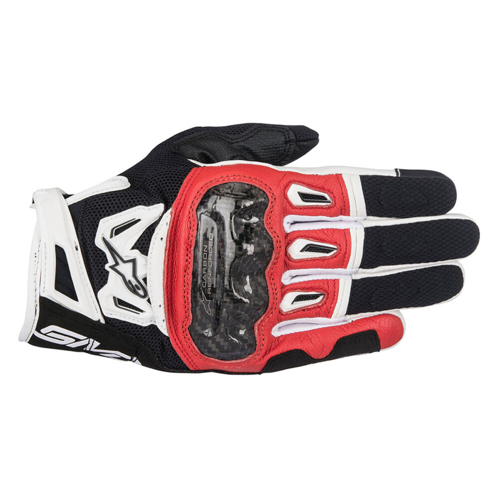 (Xl) Alpinestars Smx-2 Air Carbon V2 Leather Gloves / Red / White Black 8021506616979