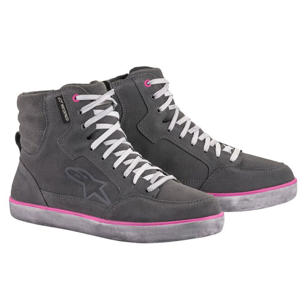 (37.5) Alpinestars J-6 Waterproof Ladies Shoes Light Grey / Fuchsia