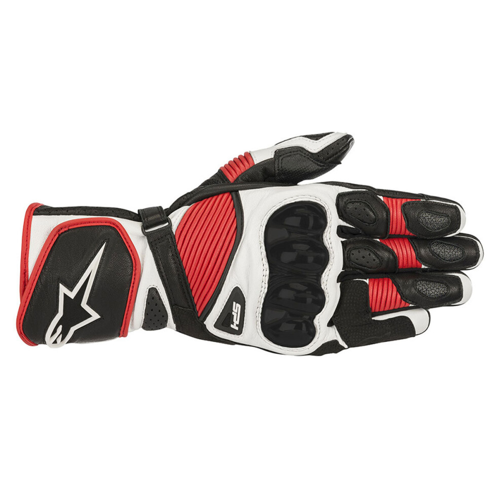 (2Xl) Alpinestars Sp-1 V2 Leather Gloves / White / Red Black 8033637207360
