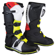 (40) Shot 2020 X10 2.0 MX Leather Boots Black / Red / White / Yellow
