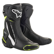 (45) Alpinestars SMX Plus V2 Boots Black / White / Fluo Yellow