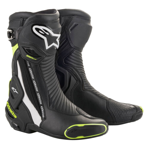 (43) Alpinestars SMX Plus V2 Boots Black / White / Fluo Yellow