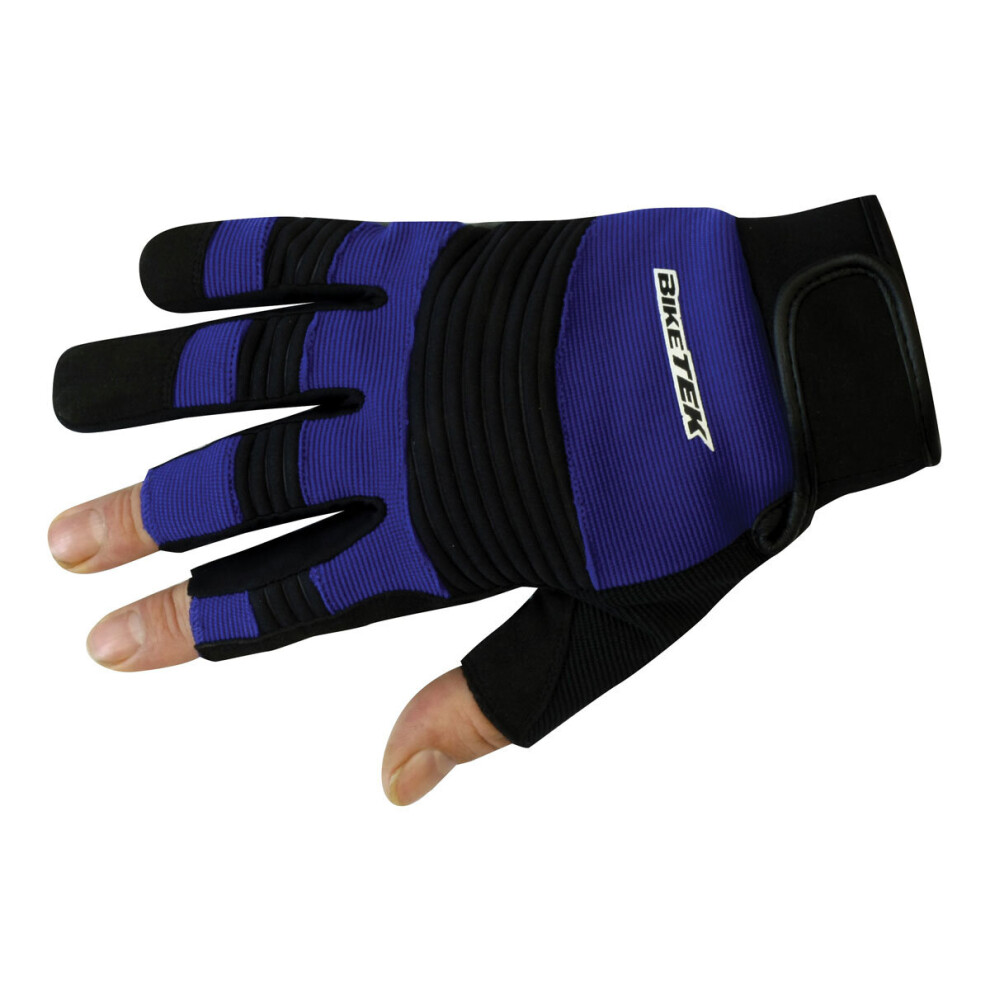 (M) Biketek Open Finger Mechanic Textile Gloves 5034862359216