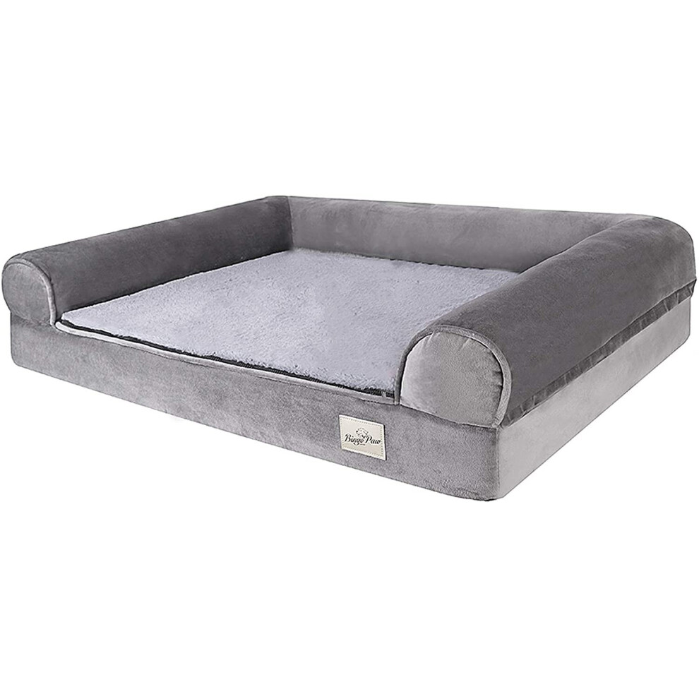 (M(80x60x10cm), Grey) Dog Cushion Bed Plush Padded Large Dog Sleep Bed Waterproof Washable