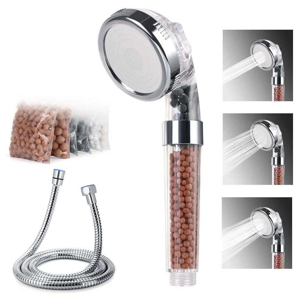 Vicloon Bathroom Shower Set,Handheld Shower Head and Hose, Extra Replaceable Mineral Ball, Adjustable Showerhead