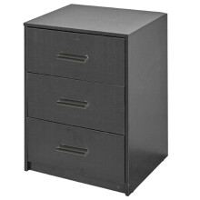 (Black Carcass with Black Drawers) 3 Tier Wooden Bedside Nightstand Cabinet Table