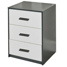 (Black Carcass with White Drawers) 3 Tier Wooden Bedside Nightstand Cabinet Table