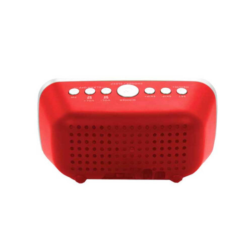 Wecker mit zwei Alarmen und USB-Ladeanschluss, Rot 2