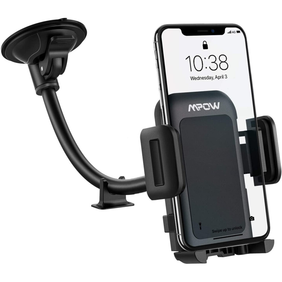 Car Phone Mount,Mpow Long Arm Windshield Phone Holder,Washable Suction Cup Car Mount Compatible w/iPhone 12 11 Pro Max,XS Max, XS, XR/X/8/7/6 Plus Etc