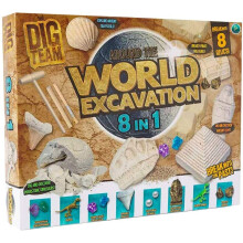 Grafix 8 In 1 World Excavation Dig Kit - Dig & Discover 8 Artifacts with 3 Wooden Tools (R03-0515) Ages 5+