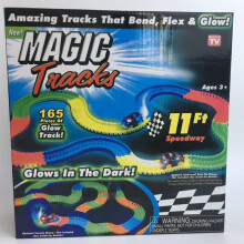 (165PCS) Glow Track Car Race Track Glow Construction Toys for Kids With Light-up Racing Car