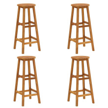 vidaXL 4x Solid Acacia Wood Bar Stools Kitchen Dining Chair Seating Furniture