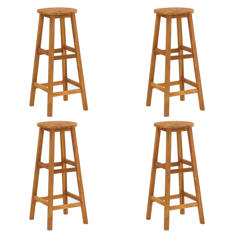 Vidaxl 4X Solid Acacia Wood Bar Stools Kitchen Dining Chair Seating Furniture