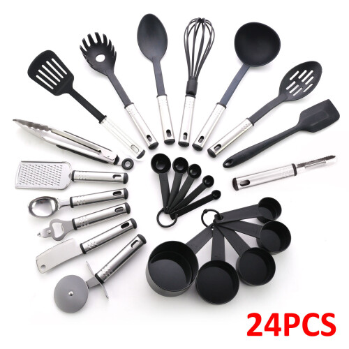 24 Piece Cooking Set Kitchen Gadget Tool Non-stic Handles Spatula