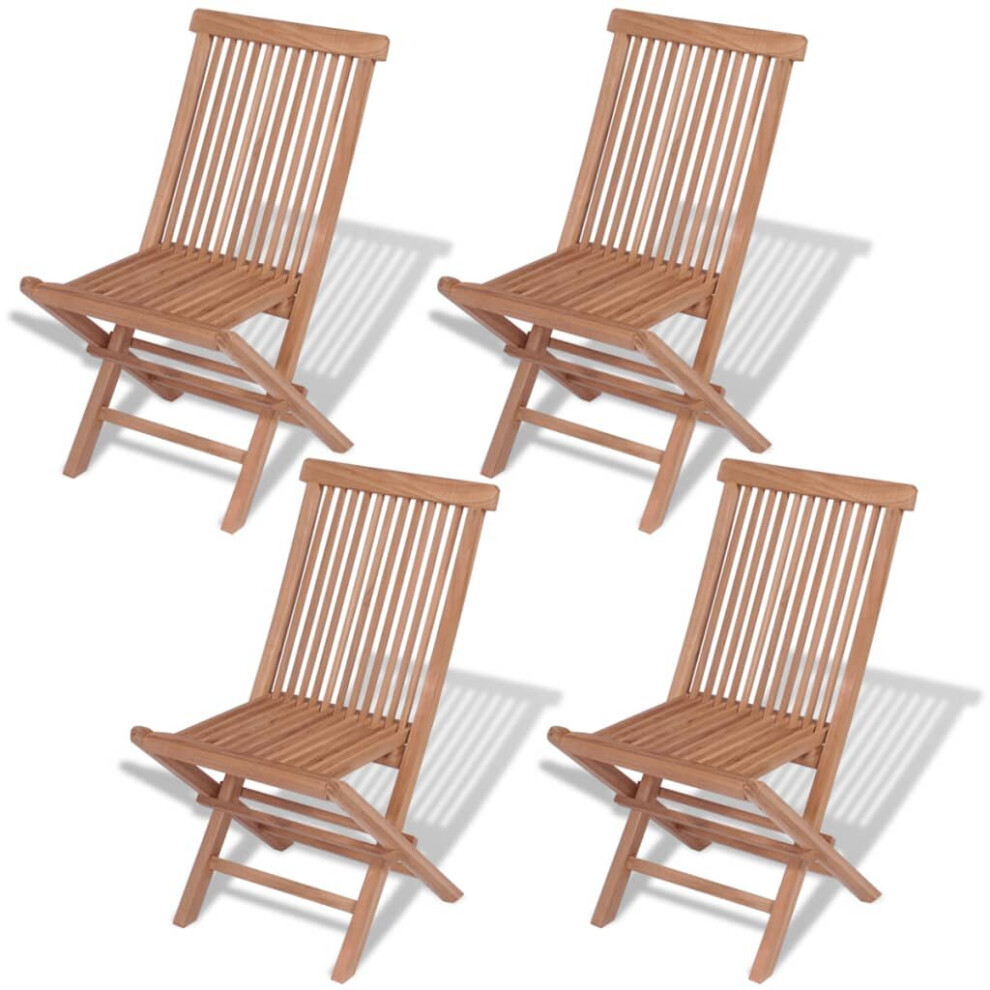 vidaXL 4x Solid Teak Outdoor Folding Chairs Garden Patio Dining Camping Seat