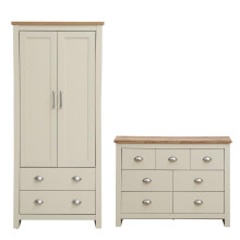 Lisbon 2 Piece Bedroom Furniture Set Wardrobe 3+4 Chest of Drawers Cream