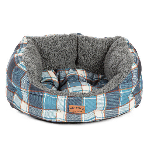 (MEDIUM) FatFace Fleece Check Deluxe Slumber Dog Bed