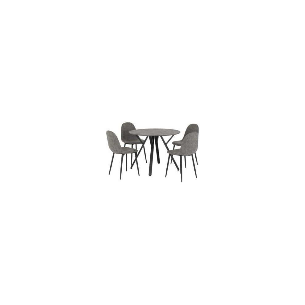 Seconique Athens Round Dining Set Concrete Effect- Top Black/Grey Metal Legs Black,Grey